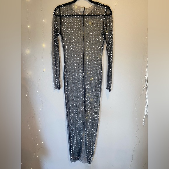 NWOT Beach Bunny Champagne Nights Pearl Mesh Dress in Black - Picture 10 of 10